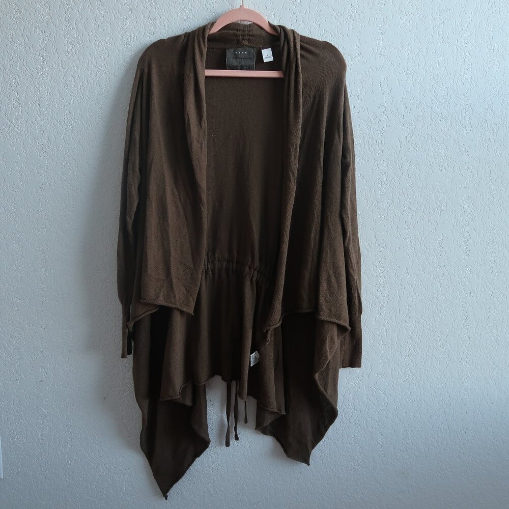 Guinevere by Anthropologie Chocolate Brown Draped Cardigan Size Medium cashmere